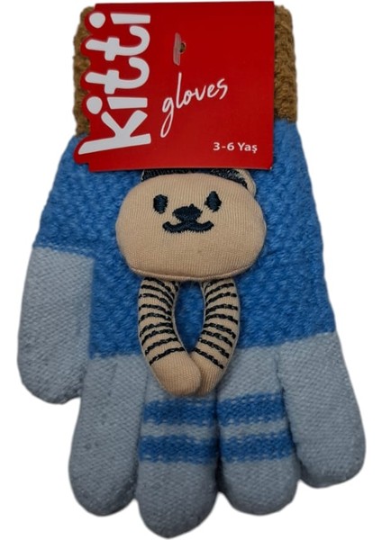 Spteks Kitti 3-6 Yaş Erkek Çocuk Mavi Renk Anaokulu Maskot Figürlü Kışlık Örme Eldiven indirimleri