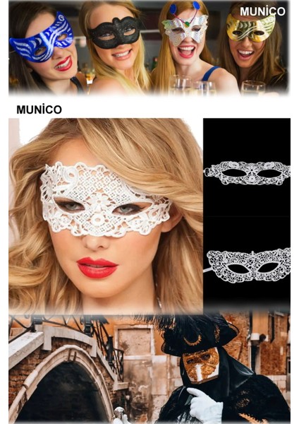 3 Adet Beyaz Dantelli Maske – Klasik Form, Konforlu Kullanım | Karnaval ve Sahne Performansları Için