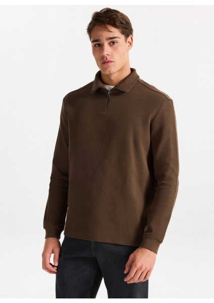 Dik Yaka Haki Erkek Sweatshırt 261 Lcm 241039 Desona Haki