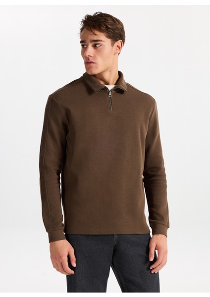 Dik Yaka Haki Erkek Sweatshırt 261 Lcm 241039 Desona Haki modelleri