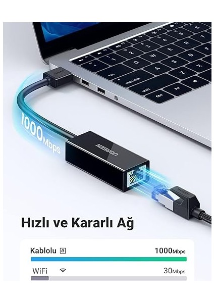 USB 3.0 RJ45 Ethernet Adaptörü 1000MBPS Mac Os ile Uyumlu Windows 10 8 7 Linux Pc Dizüstü Bilgisayar Switch Vb. (Siyah) modelleri
