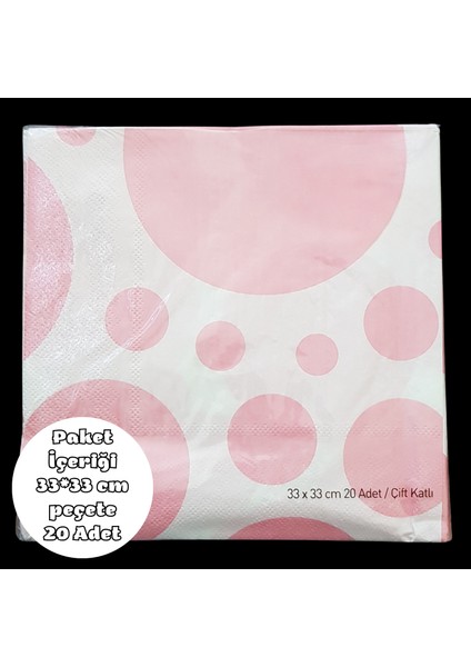 Pembe Puanlı Peçete 33*33 cm 20 Adet