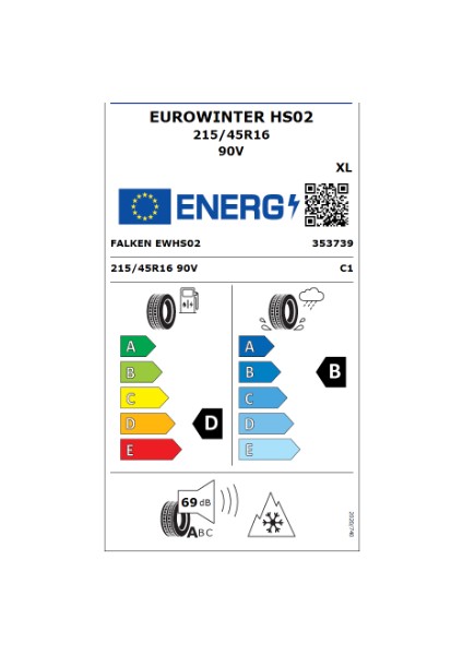 215/45 R16 Tl 90V Xl Eurowınter HS02 Oto Kış Lastiği (Üretim Yılı: 2025) fiyatları