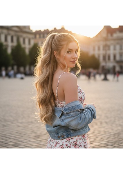 Bağlamalı Dalgalı At Kuyruğu / Karamel Platin Röfleli