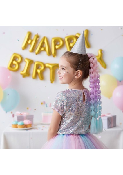 Bn Örgülü Simli Lastikli At Kuyruğu / ACM25