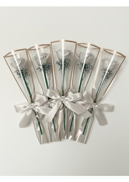 5 Adet Tekli Gri Solmayan Saten Gül, Hediyelik fiyatları