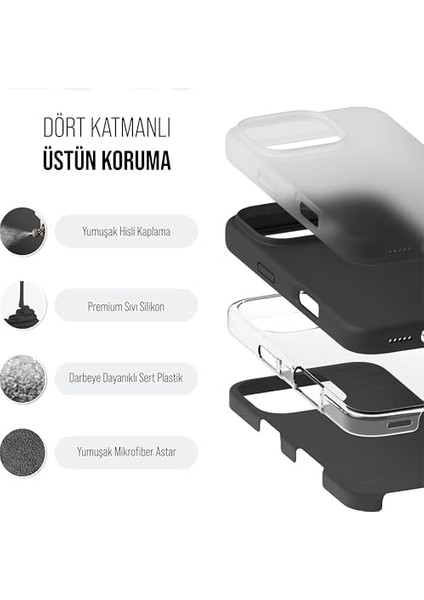 Kılıf Ince Sıvı Silikon 3 Katmanlı Tam Kaplamalı Yumuşak Jel Kauçuk Kılıf Kapak (Siyah, 16 Pro) modelleri