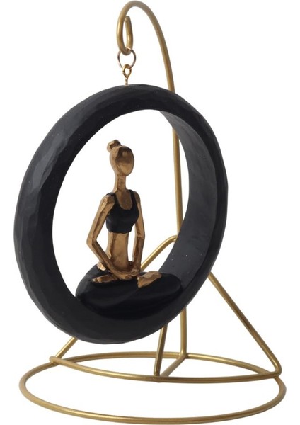 Modern Stil Askılı Sallanan Yoga Yapan Kadın Heykeli 18 cm Dekoratif Meditasyon Biblo Ev Ofis Süsü C fırsatları