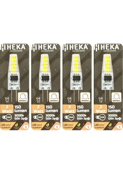 (4 Adet) Heka 2W (14W) 3000K (Sarı Işık) G4 Duylu Dim Edilebilir LED Kapsül Ampul