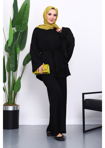 Siyah Pelerin Detaylı Tunik Pantolonlu Takım fiyatları
