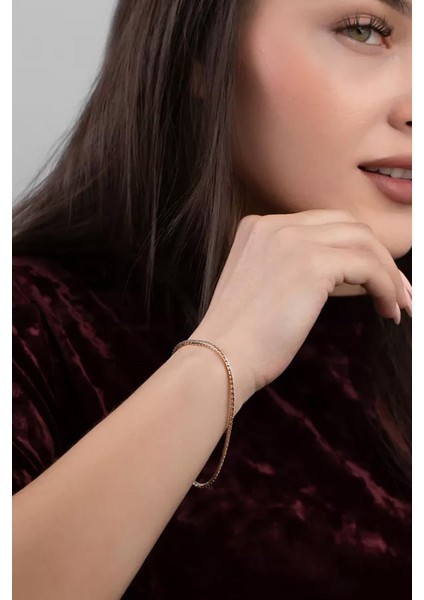 Paslanmaz Çelik Gold Yılan Zincir Bileklik