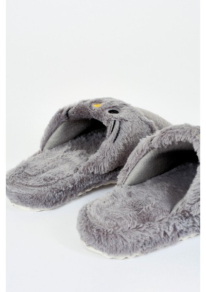 Füme Kedi Figürlü Ev Terliği modelleri