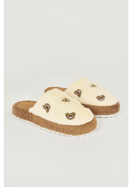 Kahve Ayıcıklı Kapalı Ev Terliği