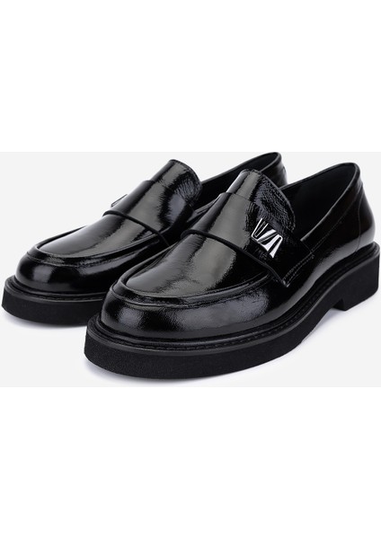 Kadın Hakiki Deri Siyah Kırışık Rugan Loafer Ayakkabı 294 13594 Bn Ayk SK25-26 Sıyah Krsk Rgn indirimleri