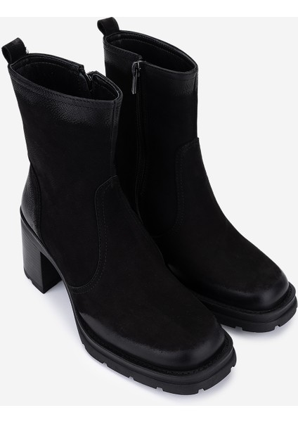 Kadın Hakiki Deri Siyah Nubuk Topuklu Bot 324 7988 Bn Bot SK25-26 Sıyah Nbk fiyatları