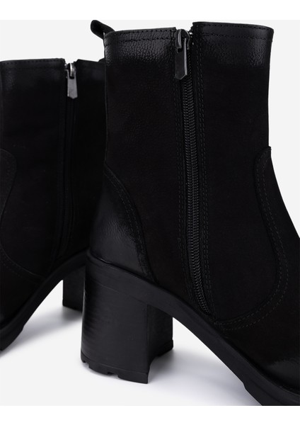 Kadın Hakiki Deri Siyah Nubuk Topuklu Bot 324 7988 Bn Bot SK25-26 Sıyah Nbk fırsatları