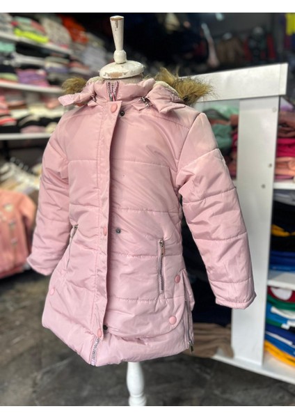 Kız Çocuk Kapüşonlu Mont