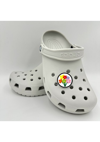 Terlik Süsü ve Aksesuarı , Çanta Süsü – Jibbitz 3D Çiçekli Yuvarlak Tablo Logo Aksesuar modelleri