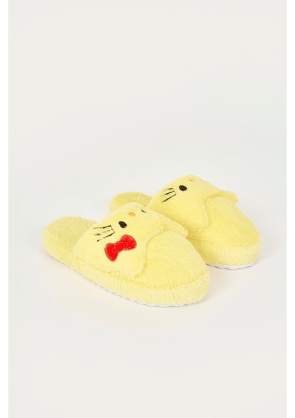 Sarı Pofuduk Kedi Ev Terliği