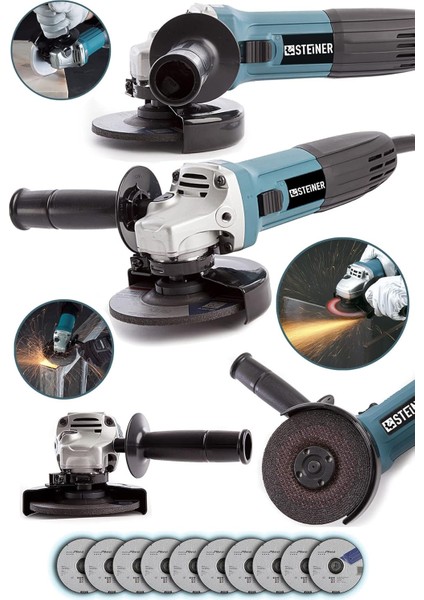 Alman 2400 Watt Profesyonel Avuç Içi Spiral Taşlama Makinesi 125 mm + 10 Disk fiyatları