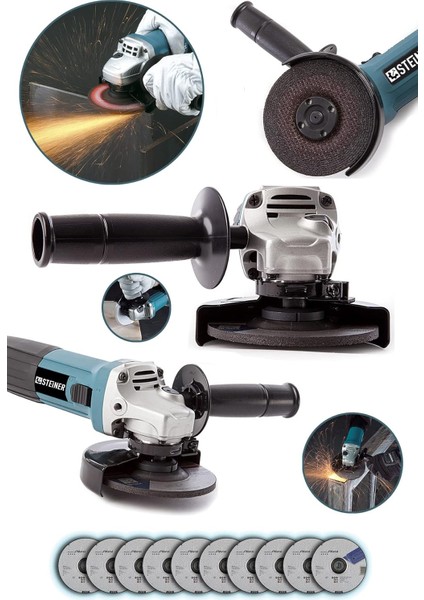 Alman 2400 Watt Profesyonel Avuç Içi Spiral Taşlama Makinesi 125 mm + 10 Disk modelleri