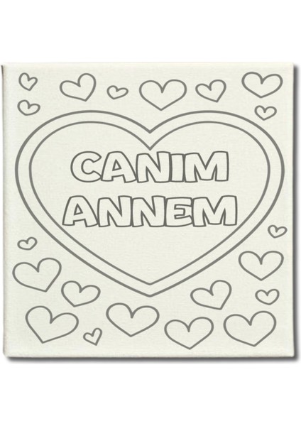 Okul Etkinliği 20X20 Resimli Tuval Çocuk Boyama Seti-Canım Annem_model-21 Resimli 3 Boya 1 Fırça fiyatları