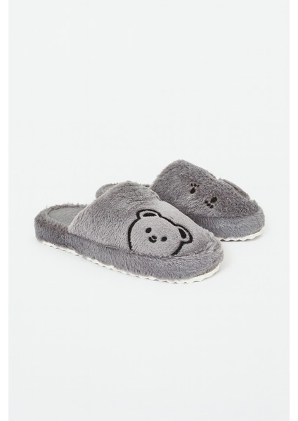 Füme Yandan Ayıcıklı Ev Terliği