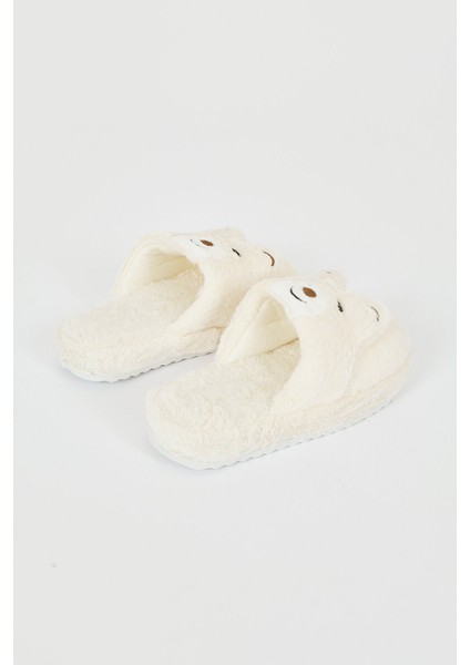 Ekru Pandalı Ev Terliği modelleri