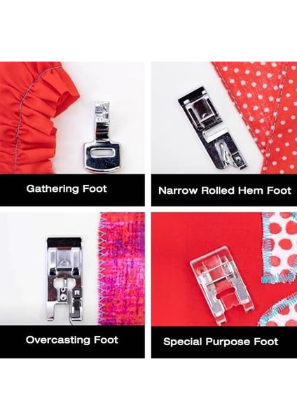 | Dikiş Makinesi Aksesuar Seti, 9 Baskı Ayağı, Ikiz Iğne ve Kılıf Dahil, Şeffaf - Dikiş modelleri