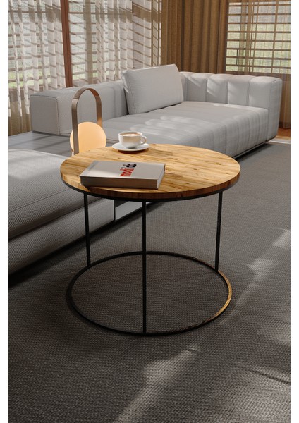 Lüx Orta Sehpa Modern Yuvarlak Orta Sehpa Atlantik Çam Traverten Desen Metal Ayaklı Ahşap Tasarım fiyatları