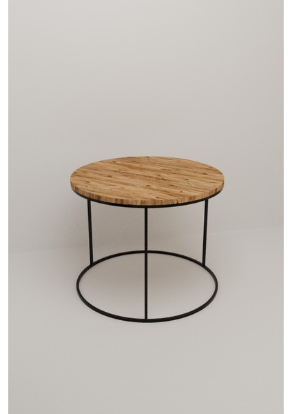 Lüx Orta Sehpa Modern Yuvarlak Orta Sehpa Atlantik Çam Traverten Desen Metal Ayaklı Ahşap Tasarım indirimleri