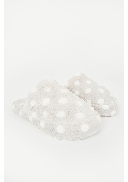 Gri Puantiyeli Ev Terliği