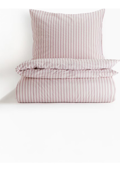 Natural Ranforce Pembe Çizgili Tek Kişilik Nevresim Takımı %100 Organik Pamuk fırsatları