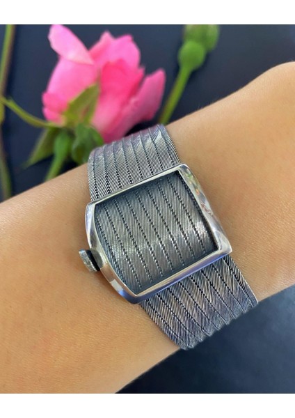 Kadın Gümüş 9 Sıra Oksitli Trabzon Hasır Bileklik