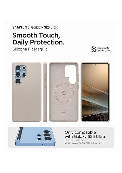 Galaxy S25 Ultra Silikon Kılıf Silicone Fit Hava Kanalı Teknolojisi™ Askeri Sınıf Koruma Magfit Özellikli Natural Titanium Kaymaz Kapak - ACS09165 fiyatları