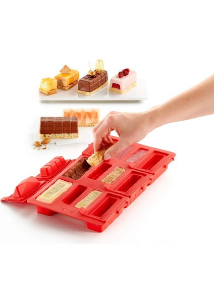 Kırmızı Silikon Dikdörtgen Kek Kalıbı Kiti