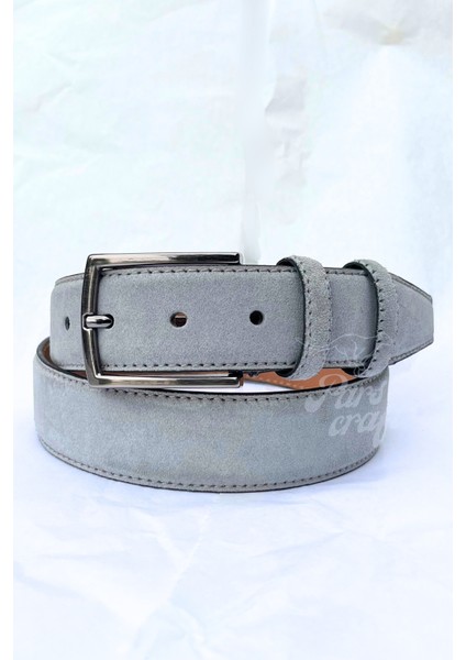 Hakiki Süet Deri Gri Erkek Kemer 3,5 cm Orijinal Klasik Kumaş Pantolon Kemeri fiyatları