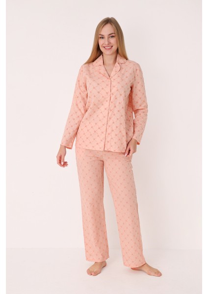 Somon Dahlia Önden Düğmeli Pijama Takım