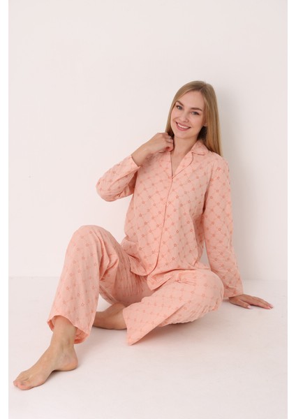 Somon Dahlia Önden Düğmeli Pijama Takım modelleri