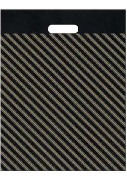 Takviyeli Siyah Çizgili Poşet 23X36 cm No:2 50 Adet