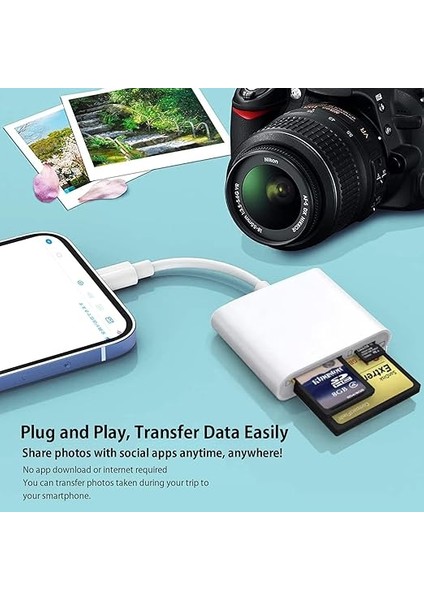 Tip C Kart Okuyucu 3in1, Cf Tf Sd Card Reader iPad ile Uyumlu, Sd Kart Adaptörü, Hafıza Kartı Okuyucu Type C iPhone ile Uyumlu (ZR498 - Type-C Kablo) fiyatları