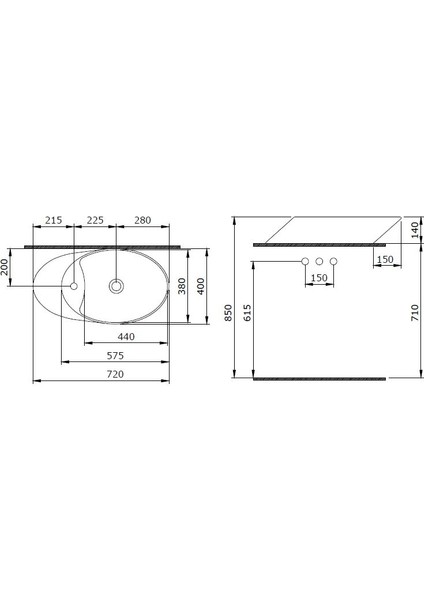 Bocchi Vessel Çanak Lavabo 72 cm Yasemin 1021-007-0126 fiyatları
