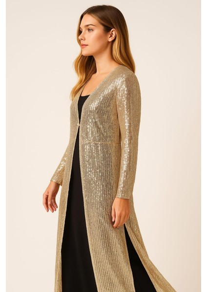 Kadın Büyük Beden Bej, Pul Payet Işli, Agraf Kapama, Uzun Abiye Hırka 65N39203 fiyatları