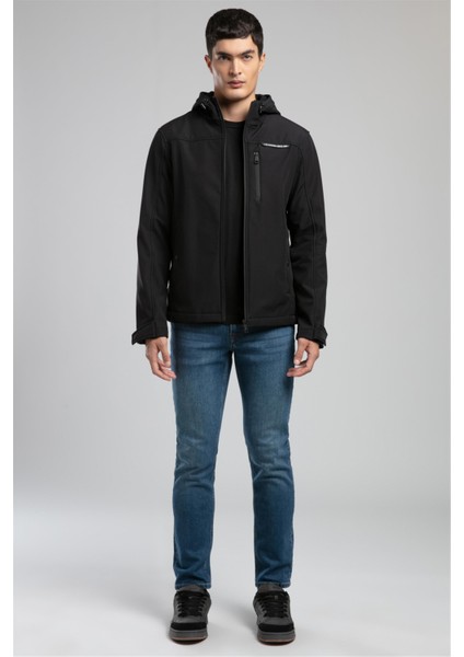 New Neron Erkek Kapüşonlu Mont Siyah