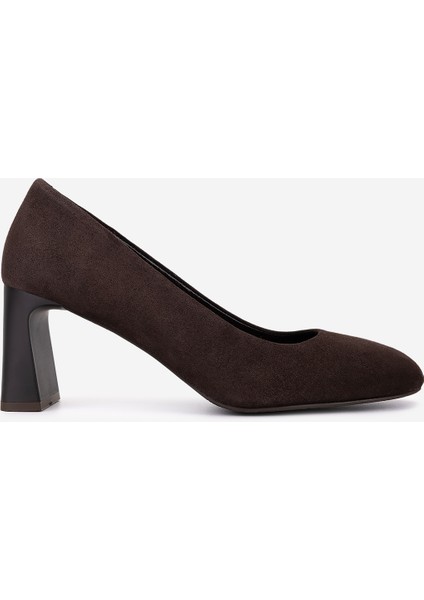 Kadın Hakiki Deri Kahverengi Süet Topuklu Ayakkabı 1135 1307 Bn Ayk SK25-26 Kahve Suet