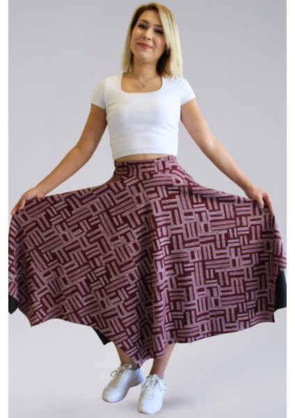 Mevsimlik Bohem Etek- Mevsimlik Ecrin Kumaş Asimetrik Yıldız Model Kadın Etek