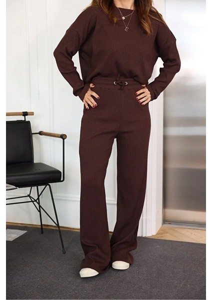 Kadın Fitilli Yüksek Bel Rahat Uzun Kollu Alt Üst Takım fiyatları