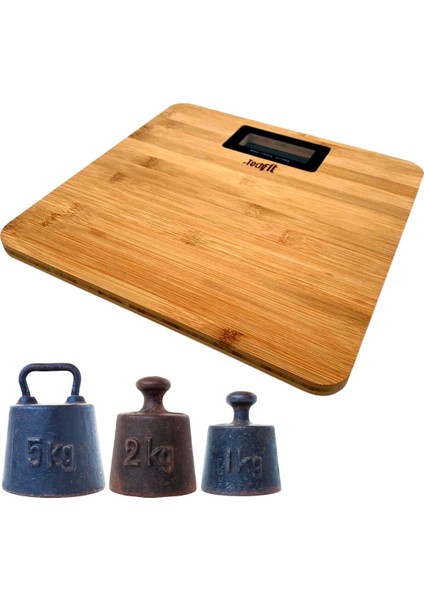 Techfit Bambu Banyo Baskülü Yüksek Hassasiyetli Darbelere Dijital Dayanıklı Ter - X582I498-R06