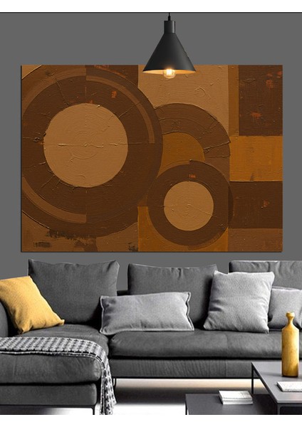 Kahverengi Geometrik Soyut Sanat Dekoratif Kanvas - Mdf Ahşap Tablo fiyatları
