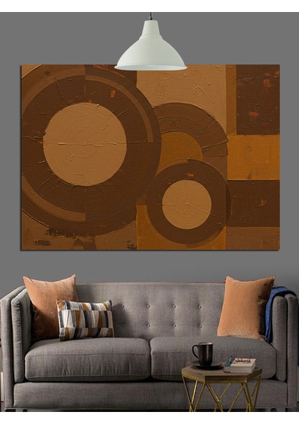 Kahverengi Geometrik Soyut Sanat Dekoratif Kanvas - Mdf Ahşap Tablo modelleri